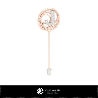 Brosa 3D cu litera J pentru casă, bijuterii CAD 3D, broșe CAD 3D, băț pin broșă 3D