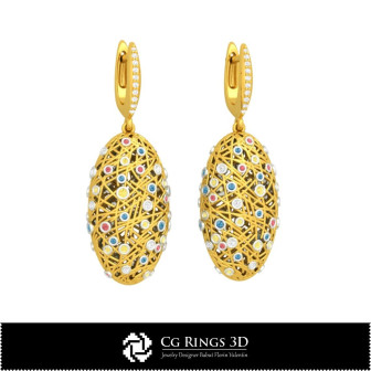 Earrings - 3D CAD Home, Bijoux 3D CAO, Boucles D'oreilles 3D CAO, Boucles D'oreilles Diamant 3D, Boucles D'oreilles 3D 