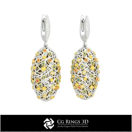 Earrings - 3D CAD Home, Jewelry 3D CAD, Earrings 3D CAD , 3D Diamond Earrings, 3D Drop Earrings