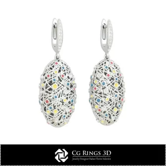 Boucles d'oreilles - CAO 3D pour la maison, CAO 3D de bijoux, CAO 3D de boucles d'oreilles, Boucles d'oreilles 3D en diamant,