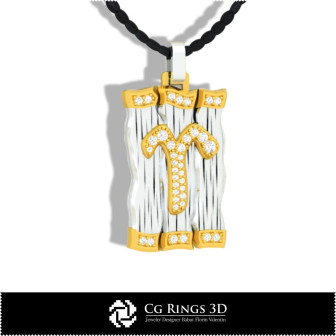 Aries Zodiac Pendant - 3D CAD Home, Bijoux 3D CAO, Pendentifs 3D CAO, Pendentifs du Zodiaque 3D