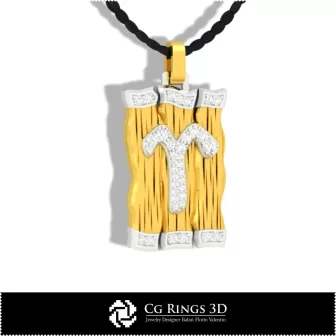 Widder Sternzeichen-Anhänger - 3D-CAD Zuhause, Schmuck 3D-CAD, Anhänger 3D-CAD, 3D Sternzeichen-Anhänger