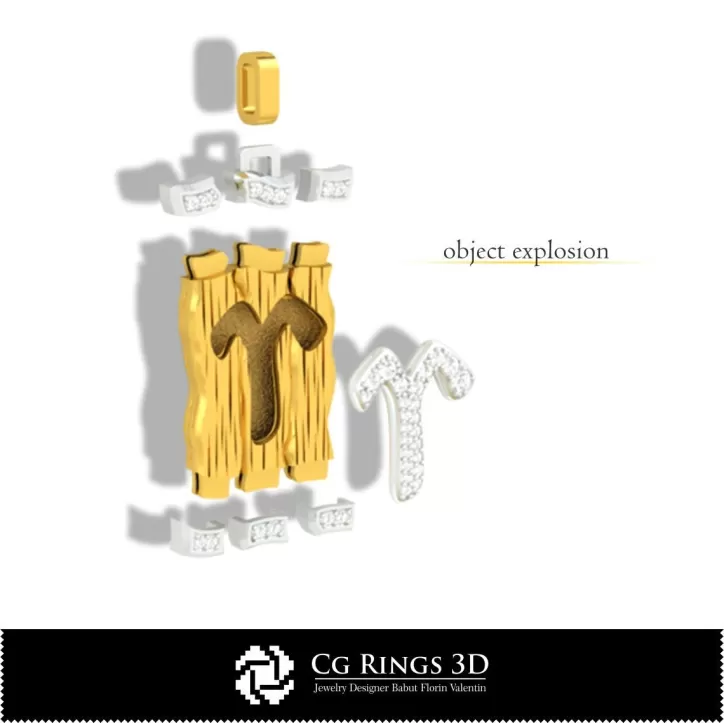 白羊座星座吊坠 - 3D CAD