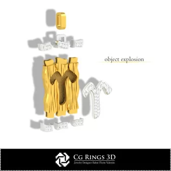 Aries Zodiac Pendant - 3D CAD Home, Jewelry 3D CAD, Pendants 3D CAD , 3D Zodiac Pendants