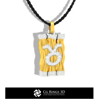 Ciondolo Zodiaco Toro - CAD 3D Casa, CAD 3D Gioielli, CAD 3D Ciondoli, Ciondoli Diamante 3D, Ciondoli Zodiaco 3D