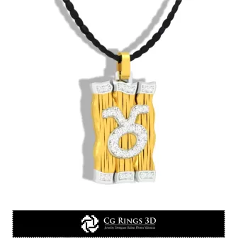 Colgante Zodiaco Tauro - CAD 3D para el hogar, CAD 3D de joyería, CAD 3D de colgantes, Colgantes de diamantes 3D, Colgantes
