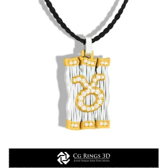 Taurus Zodiac Pendant - 3D CAD Home, Jewelry 3D CAD, Pendants 3D CAD , 3D Diamond Pendants, 3D Zodiac Pendants