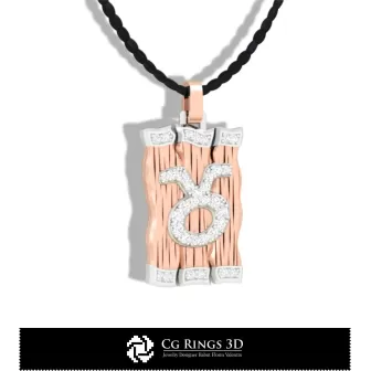 Pendentif Signe du Taureau - DAO 3D pour Bijoux, DAO 3D pour Pendentifs, Pendentifs Diamant 3D, Pendentifs Zodiaque 3D