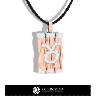 Taurus Zodiac Pendant - 3D CAD Home, Bijoux 3D CAO, Pendentifs 3D CAO, Pendentifs Diamant 3D, Pendentifs du Zodiaque 3D