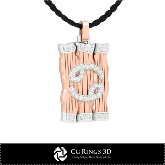 Cancer Zodiac Pendant - 3D CAD Home, Bijoux 3D CAO, Pendentifs 3D CAO, Pendentifs Diamant 3D, Pendentifs du Zodiaque 3D