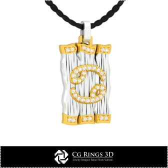 Cancer Zodiac Pendant - 3D CAD Home, Bijoux 3D CAO, Pendentifs 3D CAO, Pendentifs Diamant 3D, Pendentifs du Zodiaque 3D