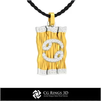 Cancer Zodiac Pendant - 3D CAD Home, Bijoux 3D CAO, Pendentifs 3D CAO, Pendentifs Diamant 3D, Pendentifs du Zodiaque 3D