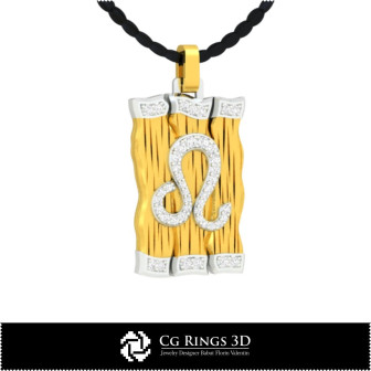 Leo Zodiac Pendant - 3D CAD Home, Bijoux 3D CAO, Pendentifs 3D CAO, Pendentifs Diamant 3D, Pendentifs du Zodiaque 3D