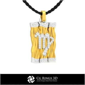 Virgo Zodiac Pendant - 3D CAD Home, Bijoux 3D CAO, Pendentifs 3D CAO, Pendentifs Diamant 3D, Pendentifs du Zodiaque 3D