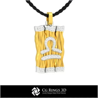 Libra Zodiac Pendant - 3D CAD Home, Bijuterii 3D , Pandative 3D CAD, Pandativ cu Diamante 3D , Pandativ cu Zodii 3D