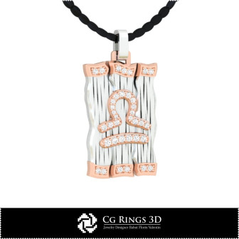 Libra Zodiac Pendant - 3D CAD Home, Bijoux 3D CAO, Pendentifs 3D CAO, Pendentifs Diamant 3D, Pendentifs du Zodiaque 3D