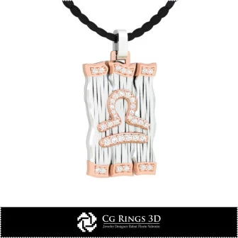 Libra Zodiac Pendant - 3D CAD Home, Bijuterii 3D , Pandative 3D CAD, Pandativ cu Diamante 3D , Pandativ cu Zodii 3D