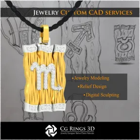 Scorpio Zodiac Pendant - 3D CAD Home,  Jewelry 3D CAD, Pendants 3D CAD , 3D Diamond Pendants, 3D Zodiac Pendants
