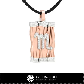 Scorpio Zodiac Pendant - 3D CAD Home, Bijoux 3D CAO, Pendentifs 3D CAO, Pendentifs Diamant 3D, Pendentifs du Zodiaque 3D