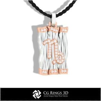 Capricorn Zodiac Pendant - 3D CAD Home, Bijoux 3D CAO, Pendentifs 3D CAO, Pendentifs Diamant 3D, Pendentifs du Zodiaque 3D