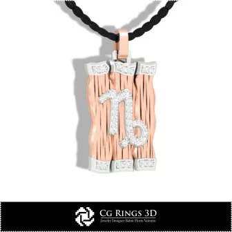 Capricorn Zodiac Pendant - 3D CAD Home, Bijoux 3D CAO, Pendentifs 3D CAO, Pendentifs Diamant 3D, Pendentifs du Zodiaque 3D