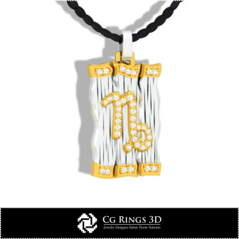 Capricorn Zodiac Pendant - 3D CAD Home,  Jewelry 3D CAD, Pendants 3D CAD , 3D Diamond Pendants, 3D Zodiac Pendants