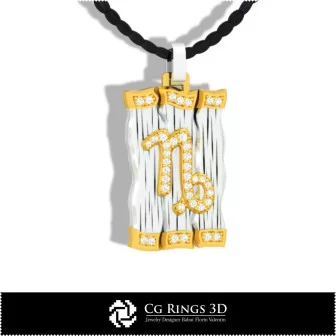 Pendentif Signe du Capricorne - CAO 3D Maison, Bijoux CAO 3D, Pendentifs CAO 3D, Pendentifs Diamant 3D, Pendentifs Zodiaque 3D