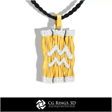 Pendentif Signe du Zodiaque Verseau - CAO 3D