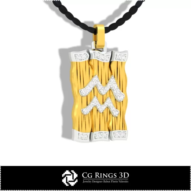 Pendentif Signe du Zodiaque Verseau - CAO 3D Pendentif Signe du Zodiaque Verseau - CAO 3D