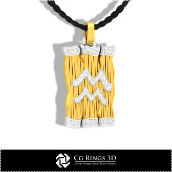 Aquarius Zodiac Pendant - 3D CAD Home, Jewelry 3D CAD, Pendants 3D CAD , 3D Diamond Pendants, 3D Zodiac Pendants