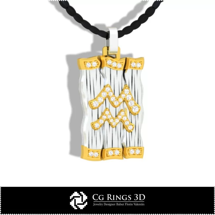 Aquarius Zodiac Pendant - 3D CAD