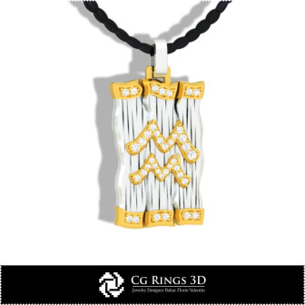 Aquarius Zodiac Pendant - 3D CAD Home, Bijoux 3D CAO, Pendentifs 3D CAO, Pendentifs Diamant 3D, Pendentifs du Zodiaque 3D