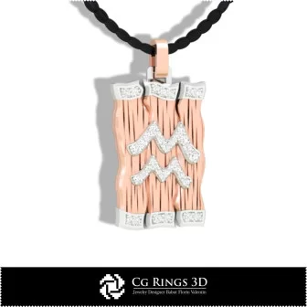 Pendentif Signe du Verseau - CAO 3D Maison, Bijoux CAO 3D, Pendentifs CAO 3D, Pendentifs Diamant 3D, Pendentifs Zodiaque 3D