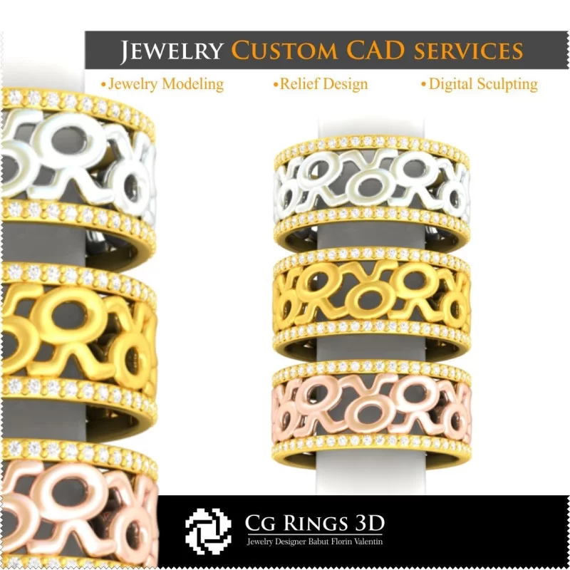 Ring With Taurus Zodiac - 3D CAD Home, Jewelry 3D CAD, Rings 3D CAD , Wedding Bands 3D, Eternity Bands 3D