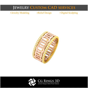Ring With Gemini Zodiac - 3D CAD Home,  Jewelry 3D CAD, Rings 3D CAD , Wedding Bands 3D, Eternity Bands 3D