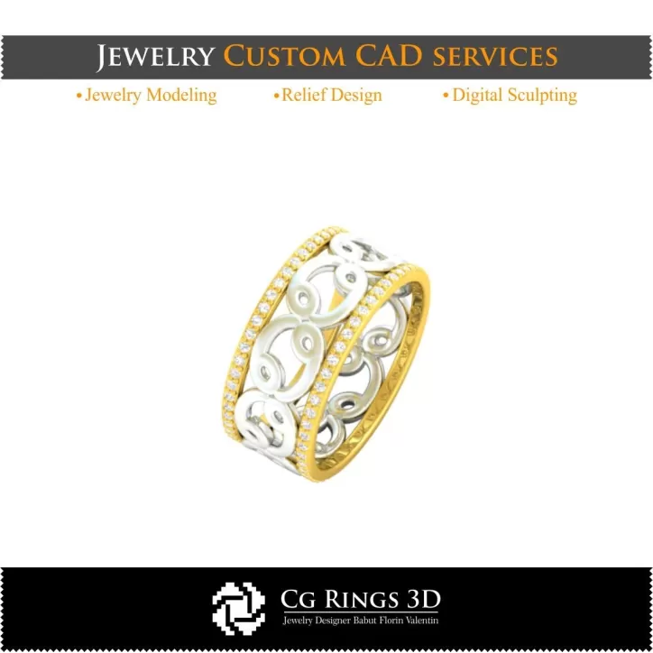 Anello con Zodiaco Cancro - Gioielleria 3D CAD