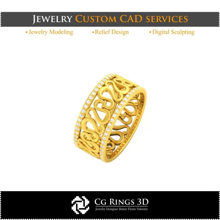 Anillo con zodiaco Leo - CAD 3D de joyería
