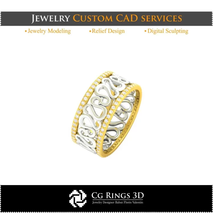 Anillo con zodiaco Leo - CAD 3D de joyería
