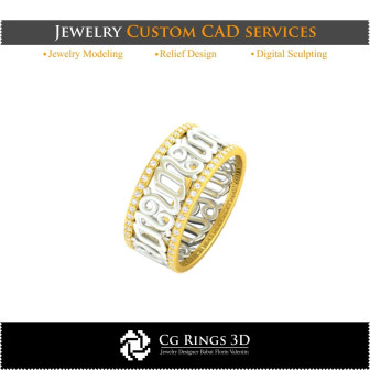 Ring With Capricorn Zodiac - 3D CAD Home, Bijoux 3D CAO, Anneaux 3D CAO, Bandes de Mariage 3D, Bandes D`eternite 3D