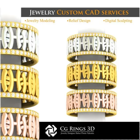 Ring With Piesces Zodiac - 3D CAD Home, Jewelry 3D CAD, Rings 3D CAD , Wedding Bands 3D, Eternity Bands 3D