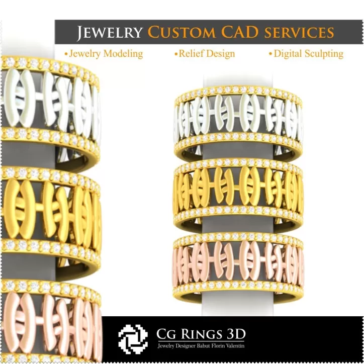 Ring mit Fischen (Fische-Zeichen) - Schmuck 3D CAD