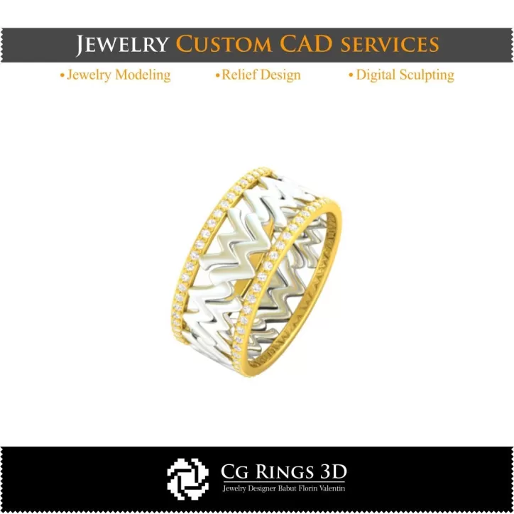 Anello con segno zodiacale Acquario - Gioielli CAD 3D