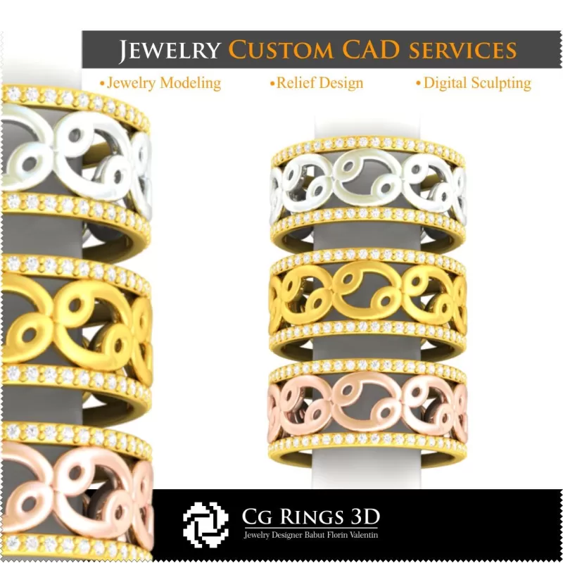 Ring mit Sternzeichen Krebs - Schmuck 3D-CAD