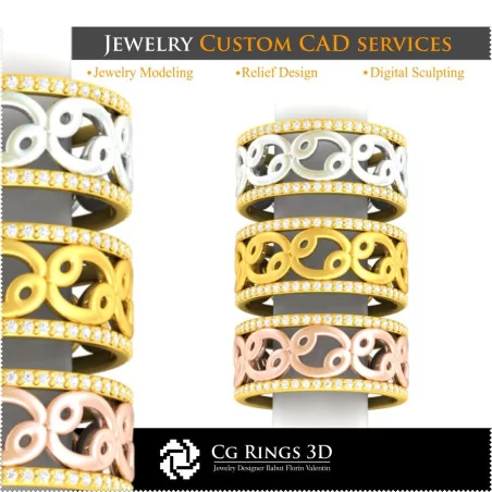 Ring With Cancer Zodiac - 3D CAD Home, Jewelry 3D CAD, Rings 3D CAD , Wedding Bands 3D, Eternity Bands 3D