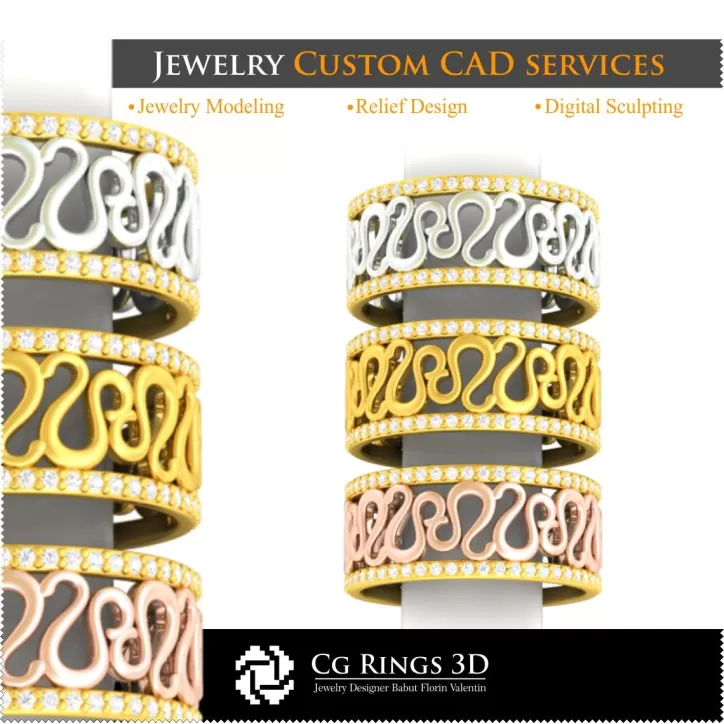 Anillo con zodiaco Leo - CAD 3D de joyería