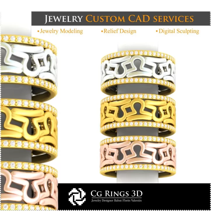 Ring mit Sternzeichen Waage - Schmuck 3D CAD