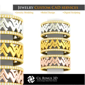 Ring With Aquarius Zodiac - 3D CAD Home, Bijoux 3D CAO, Anneaux 3D CAO, Bandes de Mariage 3D, Bandes D`eternite 3D