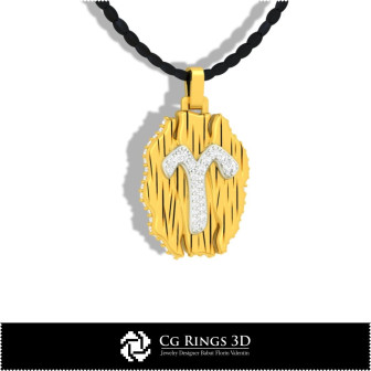 Aries Zodiac Pendant - 3D CAD Home,  Jewelry 3D CAD, Pendants 3D CAD , Vintage Jewelry 3D CAD , 3D Zodiac Pendants, 3D Retro Mod