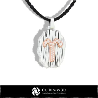 Pendentif Signe du Bélier - CAO 3D Maison, CAO 3D Bijoux, CAO 3D Pendentifs, CAO 3D Bijoux Vintage, Pendentifs Zodiaque 3D,