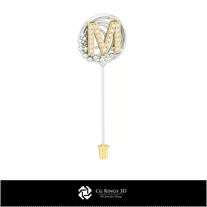 3D Brooch With Letter M